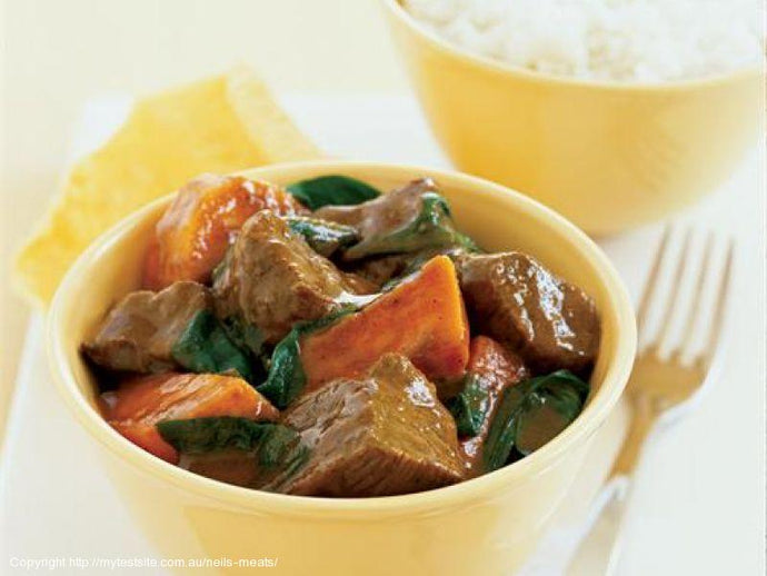 Lamb Curry with Kumara and Spinach