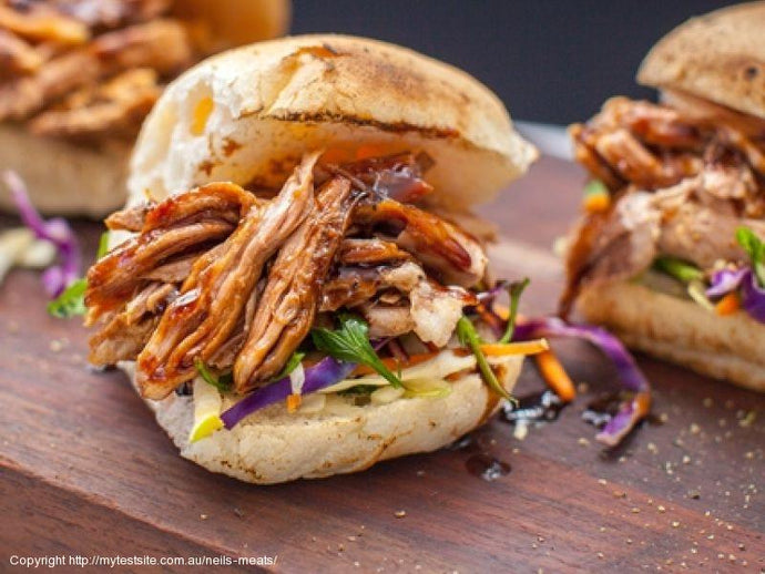 Spiced pulled pork sliders with red slaw