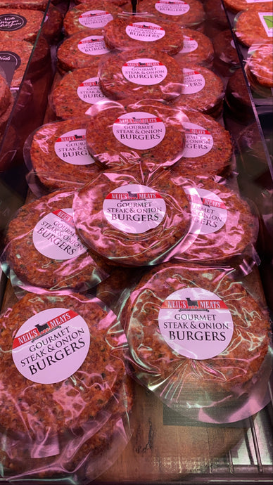 Steak & Onion burgers - Neils Meats